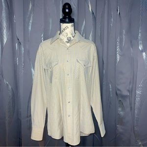Vintage 90’s Ely Cattleman Western Pearl Snap Shirt Size Large 16/35 Tan Stripe